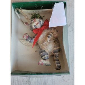 Kurt Adler rustic tabby cat Angel ornament Xmas vintage kitten
